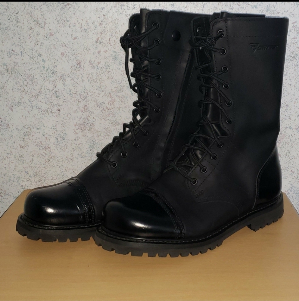Black Leather Lace-Up Boots